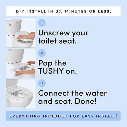 TUSHY Fresh Cool Water Bidet: Ultra Slim Toilet Seat Attachment Easy DIY