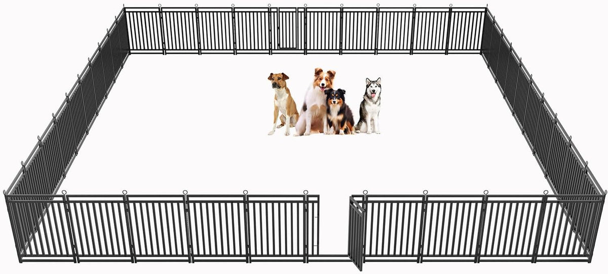 Dog Fence Outdoor Indoor, 40" Inch Height 40 Panels Dog Playpen for Large/Medium/Small Dogs Metal Dog Pen for Yard Camping and RV | Black-Silver