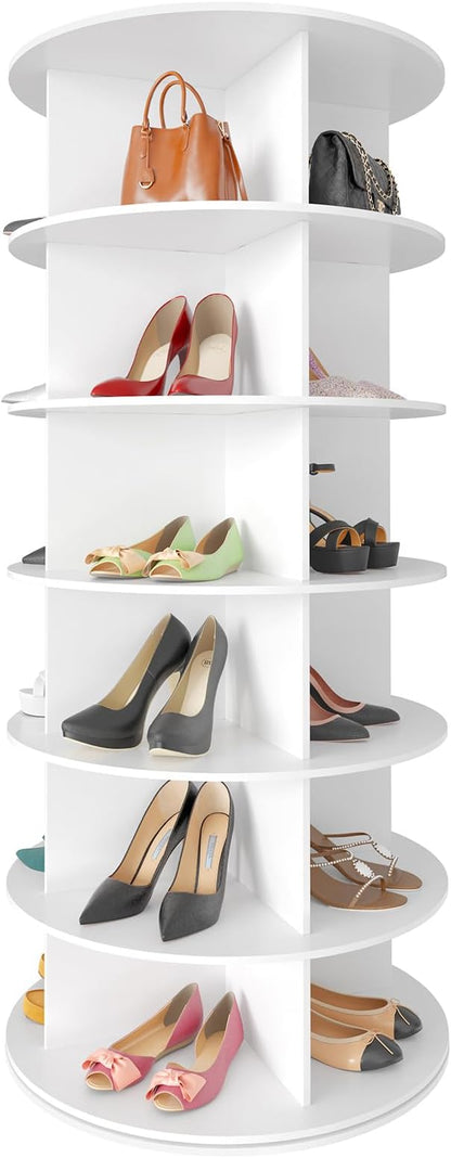 SpaceAid 6 Tier Rotating Shoe Rack Tower, Spinning Shoe Display Lazy Susan