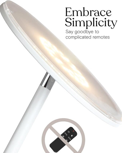 Brightech Sky LED Torchiere Super Bright Floor Lamp - Contemporary, High Lumen Light for Living Rooms and Offices - Dimmable, Indoor Pole Uplight for Bedroom Reading - White