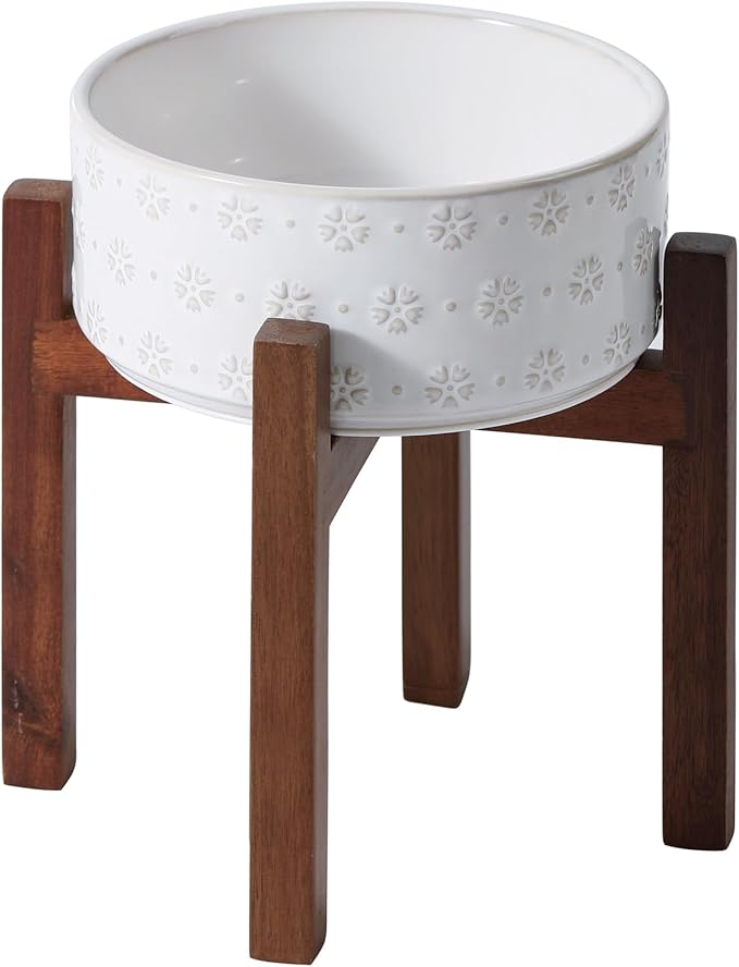 8.2inch Ceramic Raised Dog Bowl Set, Elevated Dog Bowl