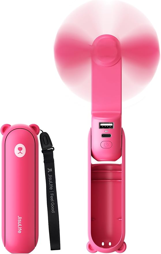 JISULIFE Handheld Mini Fan, 3 IN 1 USB Rechargeable Portable Fan