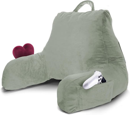 Nestl Reading Pillow for Kids & Teens with Shredded Memory Foam, Backrest Pillows for Reading, Watching, and Gaming, Use on The Couch, Bed, or Floor, Adjustable Support with Washable Cover Sage Green