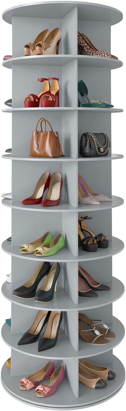 SpaceAid 8 Tier Rotating Shoe Rack Tower, Spinning Shoe Display Lazy Susan