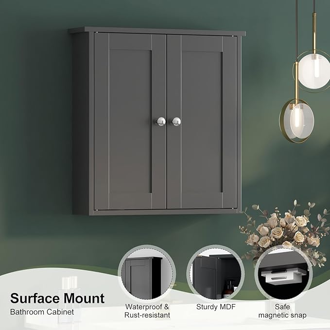 Black Bathroom Wall Cabinet, Medicine Cabinet Over Toilet, Bathroom Cabinet