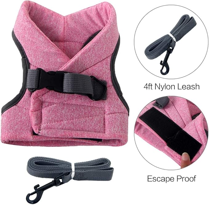 HEYWEAN Cat Harness and Leash - Ultra Light Escape Proof Kitten Collar Cat Walking Jacket with Running Cushioning Soft and Comfortable Suitable for Puppies Rabbits