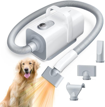 HomeRunPet Dog Dryer, Pet Hair Dryer with 99 Adjustable Wind Speed and Temperature Control, 3 Different Nozzles, Quiet Dog Blow Dryer, Professional Pet Hair Drying for Dogs
