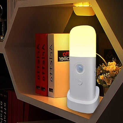 Motion Sensor Night Light, Dimmable Night Lights with 5 Brightness Levels, 2000mAh Rechargeable Battery Operated Light, Portable Motion Sensor Light for Kids Room, Bedroom, Hallway