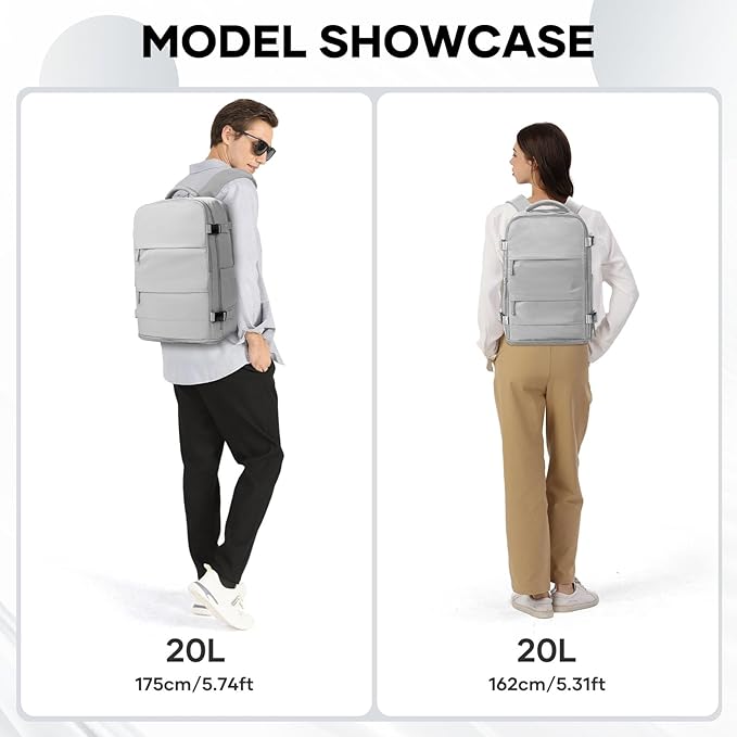 coowoz Travel Backpack Carry On for Women Man Gym Backpacks with Laptop Compartment Mochila de Viaje Teacher Personal Item Backpack Airplane Accessories Must Haves Grey Small