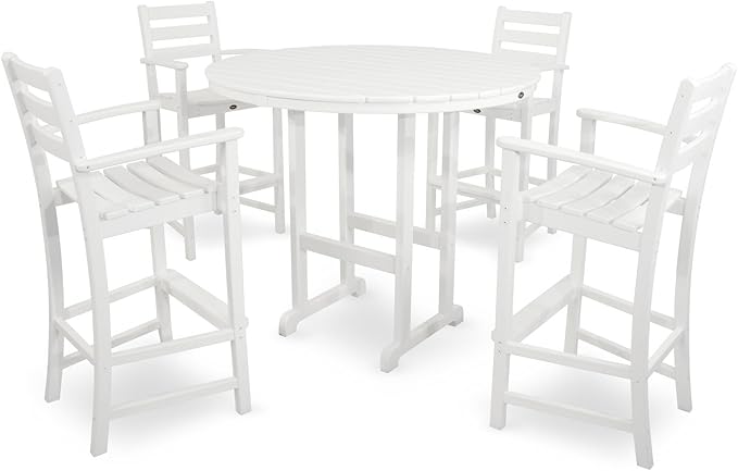 Trex Outdoor Furniture TXRBT248CW Monterey Bay Round Bar Table, 48-Inch, Classic White