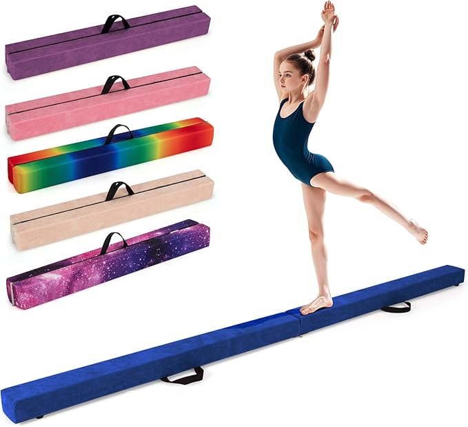 Giantex 7FT/8FT/9FT Balance Beam, Folding Gymnastics Beam w/Carry Handles