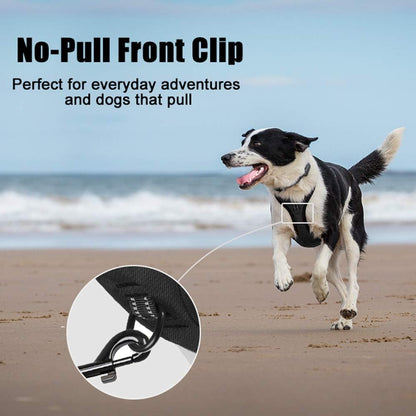 PoyPet No Pull Dog Harness, Reflective Comfortable Vest Harness with Front & Back 2 Leash Attachments and Easy Control Handle Adjustable Soft Padded Pet Vest for Small to Large Dogs (Black,S)