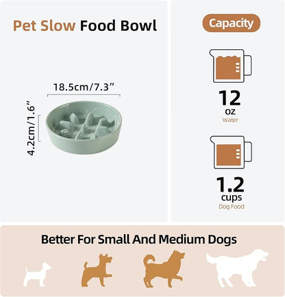 Havniva Dog Bowls Slow Feeder, Ceramic Slow Feeder Dog Bowls for Fast Eater | 1.2 Cups Dog Food Bowl Puzzle Feeder, Slow Feeding Bowls for Small & Medium Breed, Non-Slip Base, Anti-Choking