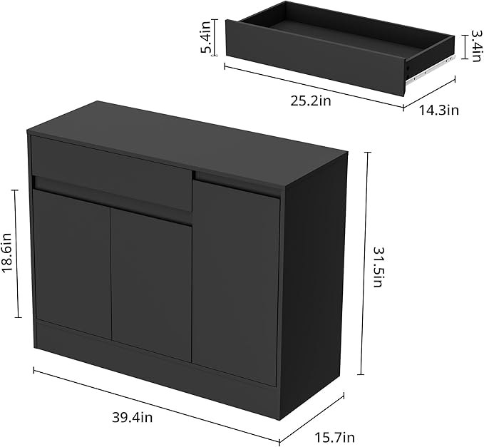 Shoe Cabinet Storage with 3 Doors, Freestanding Shoe Cabinet with Drawer &
