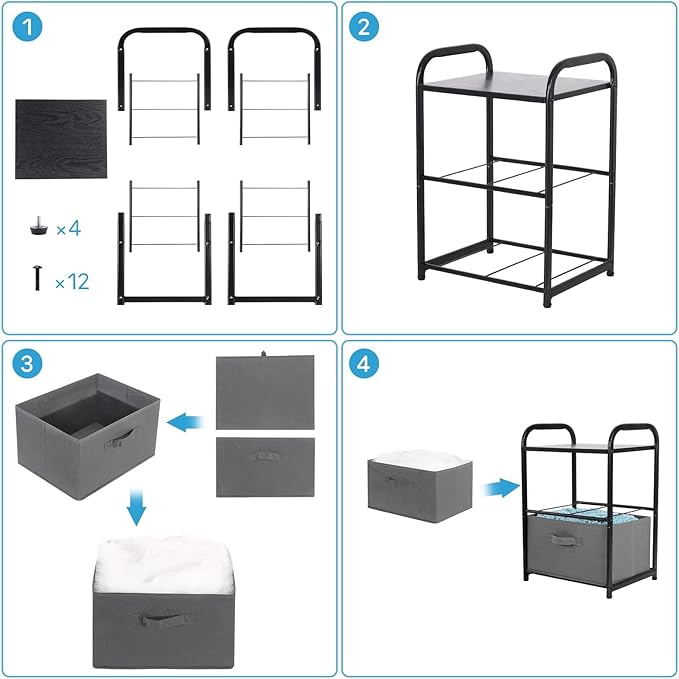 Dresser for Bedroom with 2 Drawers, Wide Chest of Drawers, Fabric Dresser