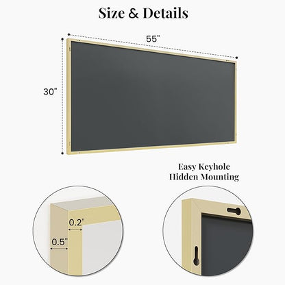 55"x30" Gold Bathroom Mirror, Metal Framed Vanity Mirror