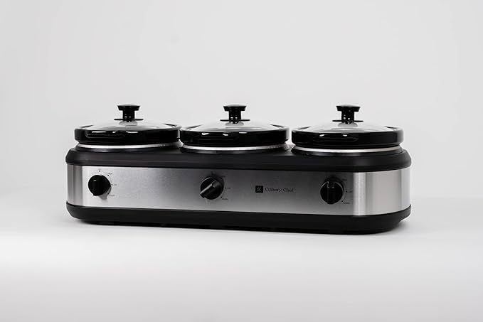 CULINARY CHEF, Triple Slow Cooker, Buffet Server 3 Pot, Food Warmer