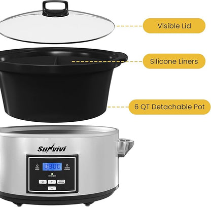 Sunvivi 6 Quart Programmable Slow Cooker