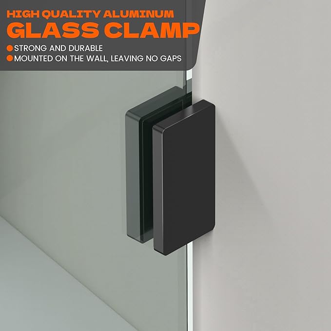 Bathroom Shower Door 20.5" W x 78.75" H, Frameless Fixed 3/8" Thick Clear