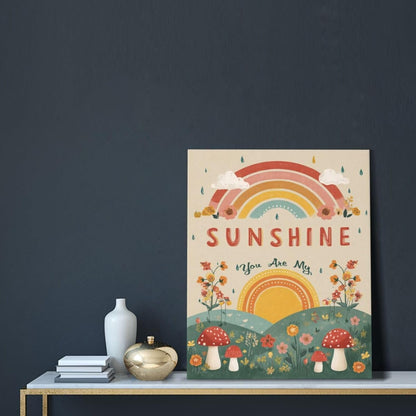 You Are My Sunshine Inspirational Canvas Wall Art Motivational Encouragements Wall Decor First Communion Gifts for Girls Boys Toddler Teens Pictures Painting Print Artwork Framed Decorations Nursery Dorm Bedroom 16"x20"