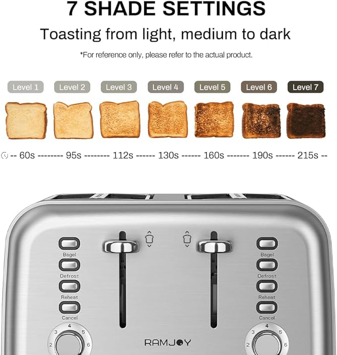 Toaster 4 Slice, Dual Independent Controls, Extra Wide Slot Toasters