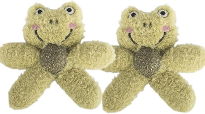 Cat Toys with Catnip Kitten Chew Bite Supplies Boredom Relief Fluffy Kitty Teeth Cleaning Chewing Cat Lovers Interactive Plush Gift (Frog&Frog)