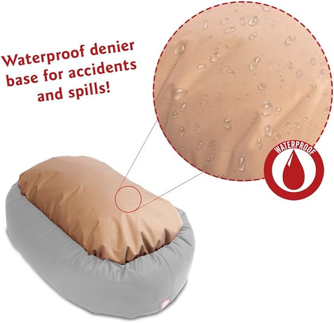 Majestic Pet Bagel Calming Dog Bed, 52 Inch X-Large, Round, Washable, Tan | Cozy Soft Fluffy Donut Pet Bed with Spine Support for Head Rest – Anti-Anxiety Comfort for Puppies & Dogs, 52x35x11 Inches