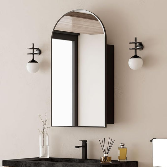 20x36 Black Arched Medicine Cabinet