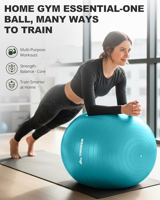 Trideer Exercise Ball for Yoga, Pilates & Fitness – Stability Ball Equipment