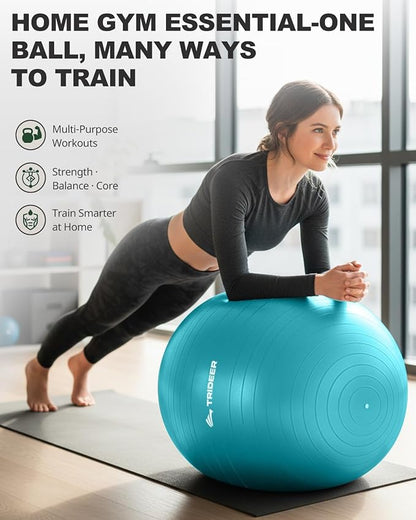 Trideer Exercise Ball for Yoga, Pilates & Fitness – Stability Ball Equipment