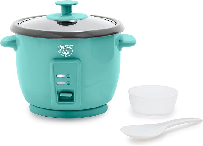 GreenLife Rice Cooker with Removable PFAS-Free Ceramic Nonstick Pot, 3-Cups