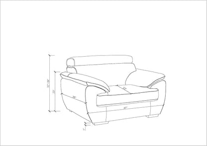 Blackjack Furniture 4571 Veal Collection Modern Genuine Leather Accent Chair with Adjustable Headrest, Sturdy Wood Frame and Stainless Steel Legs, Stylish Living Room Arm Chair, White