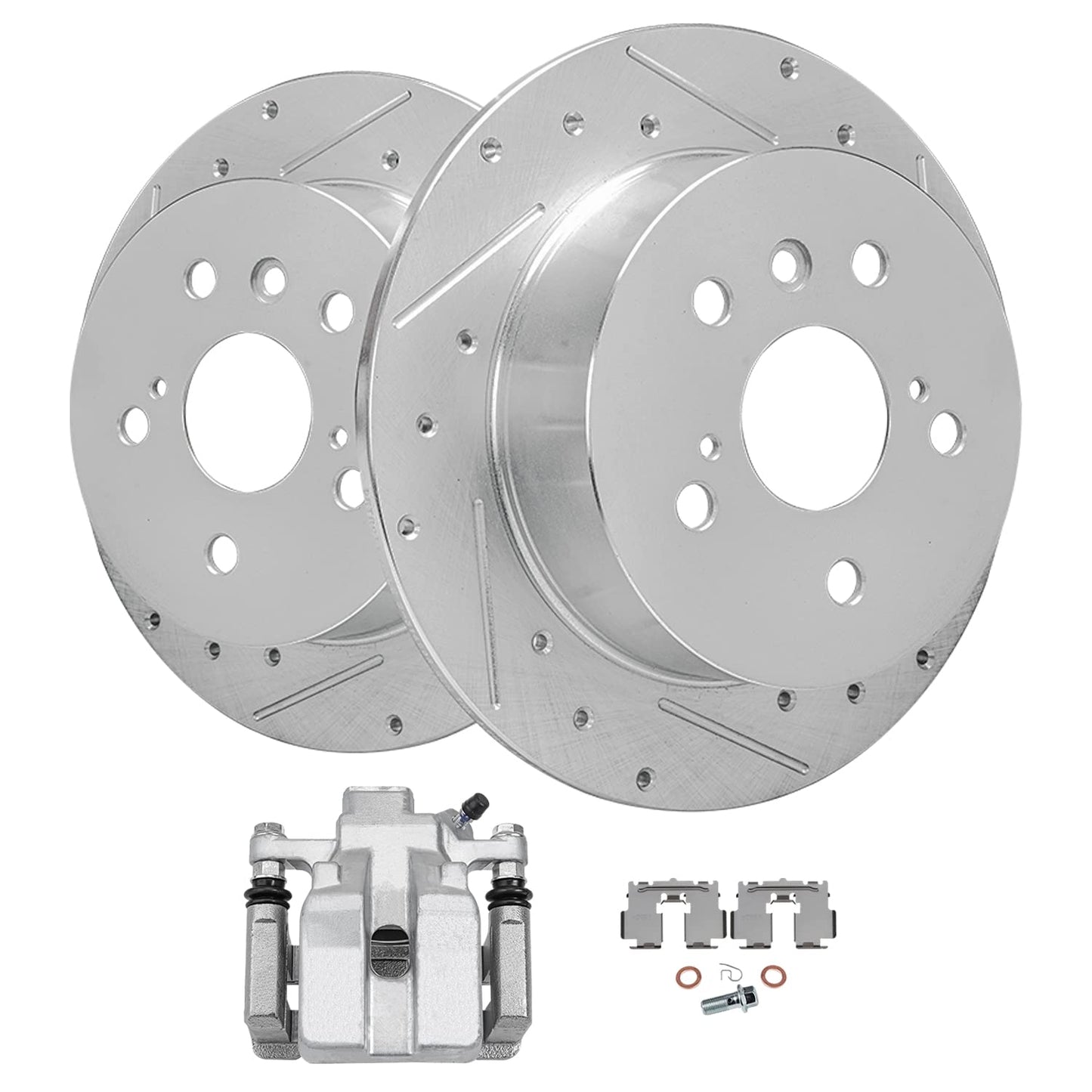 Detroit Axle - Rear Brake Kit for 2012-2017 Toyota Camry, 2013-2018 Avalon Lexus ES300h ES350, Drilled & Slotted Brake Rotors Di