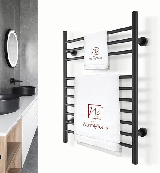 Heated Towel Rack, 10-Bar Wall-Mounted Electric Towel Warmer, Matte Black