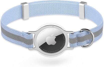 AirTag Cat Collar, Ultra Elastic Cat Tracker Collar with Apple Air Tag Holder, [Lightweight][Scratch Resistant] Stepless Adjustable GPS Pet Collar for Cats Kittens [Blue]