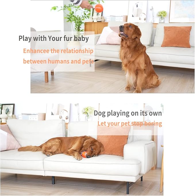 Interactive Dog Toys Dog Ball - 2025 Newly Upgraded Durable Motion Activated Automatic Moving, Bouncing, and Rotating Ball for Medium/Large Dogs, USB Rechargeable, Orange