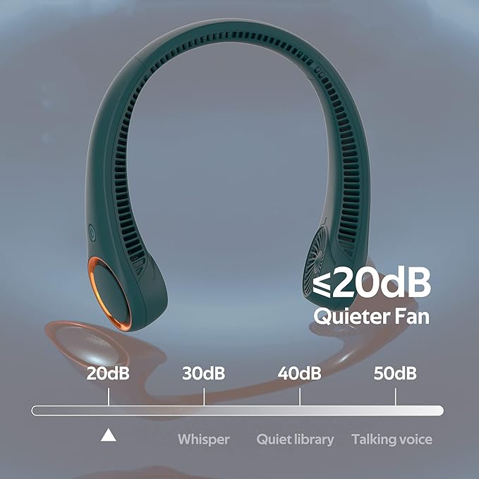 Portable Neck Fan, Hands Free Bladeless Fan, 360° Cooling Personal Fan