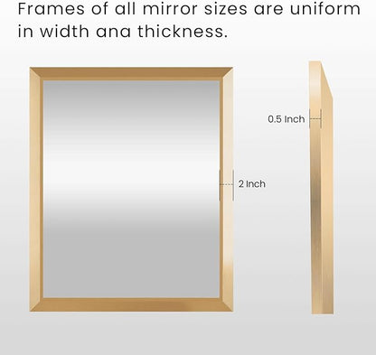 Amorho Bathroom Mirror, 60x36 Inch Golden Thick Metal Framed Wall Mirrors