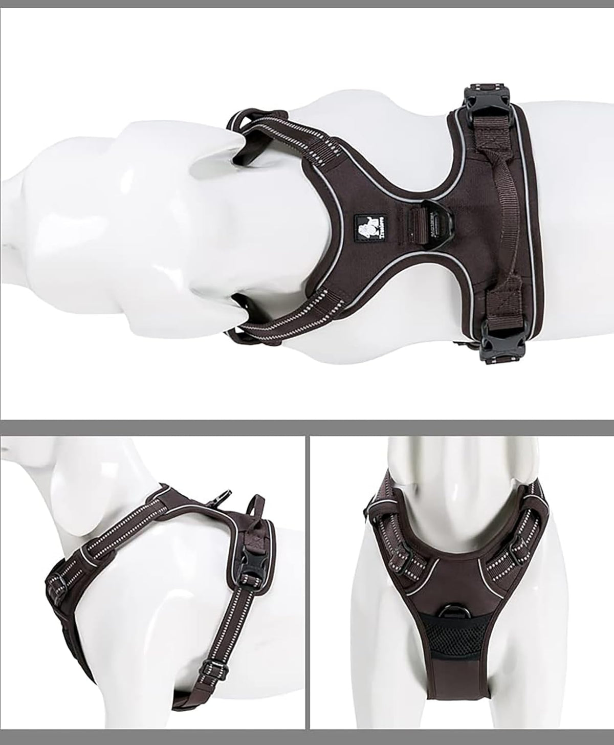 TRUE LOVE Adjustable No-Pull Dog Harness Reflective Pup Vest Harnesses Comfortable Control Brilliant Colors Truelove TLH5651(Brown,XL)