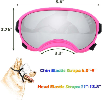 Medium Dog Sunglasses with Adjustable Strap UV Protection, Winproof Dog Puppy Sunglasses, Suitable for Medium Dog Pet Glasses, Dogs Eyes Protection,Soft Dog Goggles