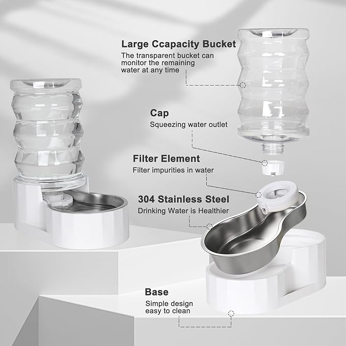 RIZZARI Automatic Gravity Pet Dispenser: 6.5L Large Capacity -No Power Needed