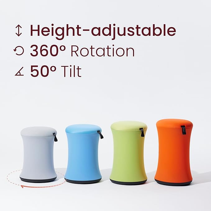 TopJob Boba Chair Stylish Active Wobble Stool, ADHD Chair, Improves Posture and Focus, Ergonomic with Height Adjustable Stool for Adults Children for Home Office, Study Room (Midnight Black)