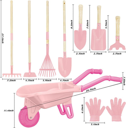 Kids Gardening Tools Outdoor Toys Set Backyard Play with Wheelbarrow Educational STEM Learning Pretend Toys Outdoor Indoor for Toddlers Kids Boys Girls