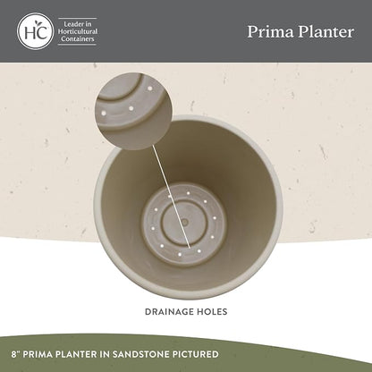 The HC Companies Prima Round Plastic Plant Pot w/Rolled Rim - Lightweight & UV Resistant Flower Pot for Herbs & More - Outdoor & Indoor Plant Pots w/Drainage (8 inch, Warm Gray, Pack of 1)