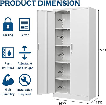 Storage Cabinet, 72 Inch Tall Metal Storage Cabinet