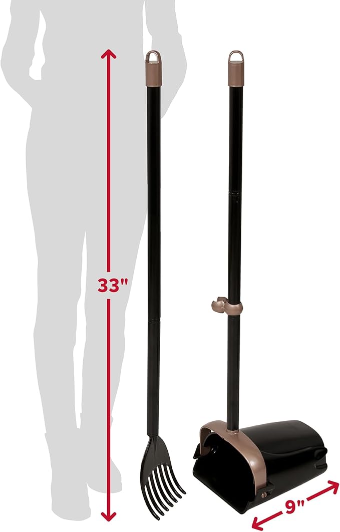 Arm & Hammer Dog Pooper Scooper Swivel Bin & Rake, Poop Scoop for Dogs, Black (2 Heavy Duty Scented Waste Bags Included)