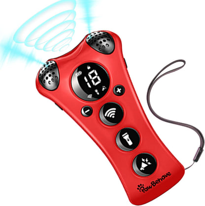 Ultrasonic Dog Bark Deterrent Device –10-Level Adjustable Anti Barking Trainer with Flashlight, Strobe, E-Clicker(18 Whistle Sounds)–No Shock, Collar-Free Dog Behavior Correction Devices