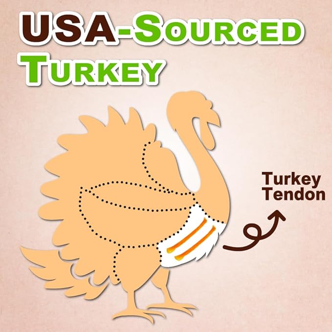 AFreschi Turkey Tendons for Dogs, USA-Sourced, Healthy Dog Treats, Rawhide-Free Puppy Chews, Long Lasting, All Natural, Hypoallergenic Dog Treats for Medium Breeds, 10 oz Pack Rope (M)