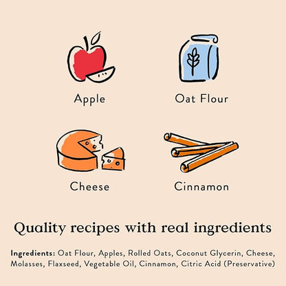 Bocce's Bakery Fireside Apple Pie Treats for Dogs, Wheat-Free Everyday Dog Treats, Made with Real Ingredients, Baked in The USA, All-Natural Soft & Chewy Cookies, Apples, Cheese & Cinnamon, 6 oz