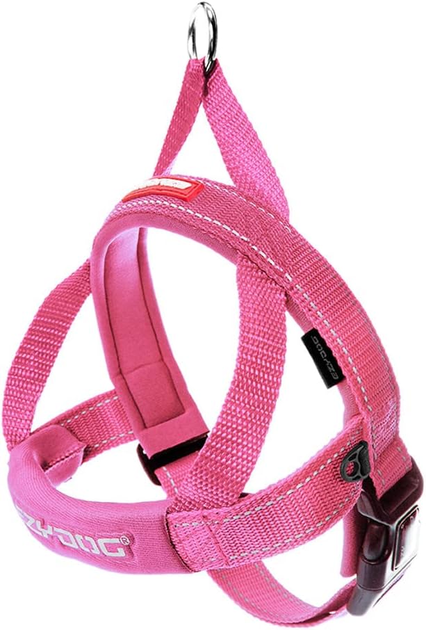 EzyDog Quick Fit Dog Harness, Soft Neoprene Padding - X-Large, Pink | Fast One-Click Buckle, Adjustable Fit, Strong Reinforced Materials, Reflective Stitching, No Pull Dog Harness, Easy Walking